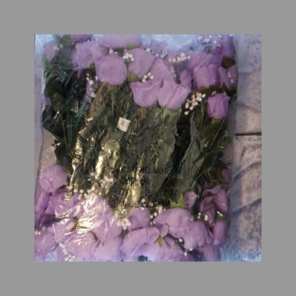 2 Dozen Pack Violet Artificial Roses / Baby's Breath - Picture 8 of 10